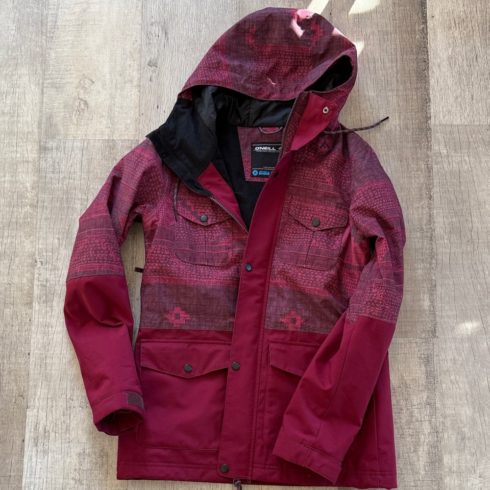 O’Neill Burgundy Hooded Ski Jacket
